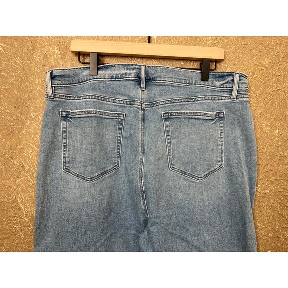 LOFT Petite High Rise Slim Flare Jeans Light Wash Frayed Raw Hem 34/ 18 - Picture 7 of 15